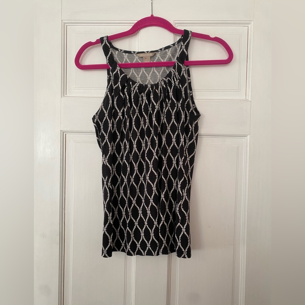 Banana Republic Black and White Geometric Tank Top Size Small
